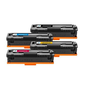 HP 207A (With Chip) 1 Set Compatible Toner | Black W2210A | Cyan W2211A | Yellow W2212A | Magenta Full Set Multipack For HP Color LaserJet Pro M255dw, M255nw, MFP M283fdn. MFP M283fdw, MFP M282nw All-In-One Printersa W2213A