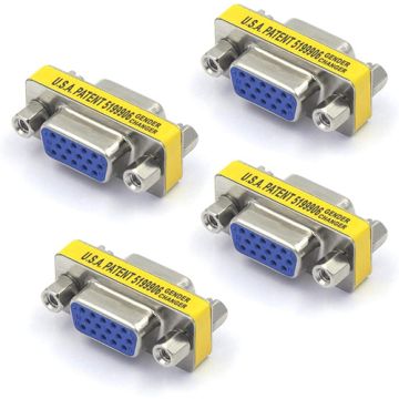 VCE VGA Adapter Female to Female SVGA Coupler HD15 Mini Gender Changer VGA Cable Extender