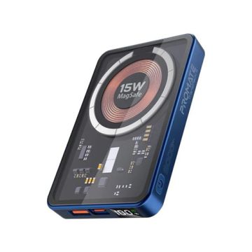 Promate 5000mah Transparent Magsafe Wireless Charging Power Bank