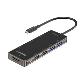 Promate Compact Multiport 9-In-1 USB-C Hub With 100W Power Delivery